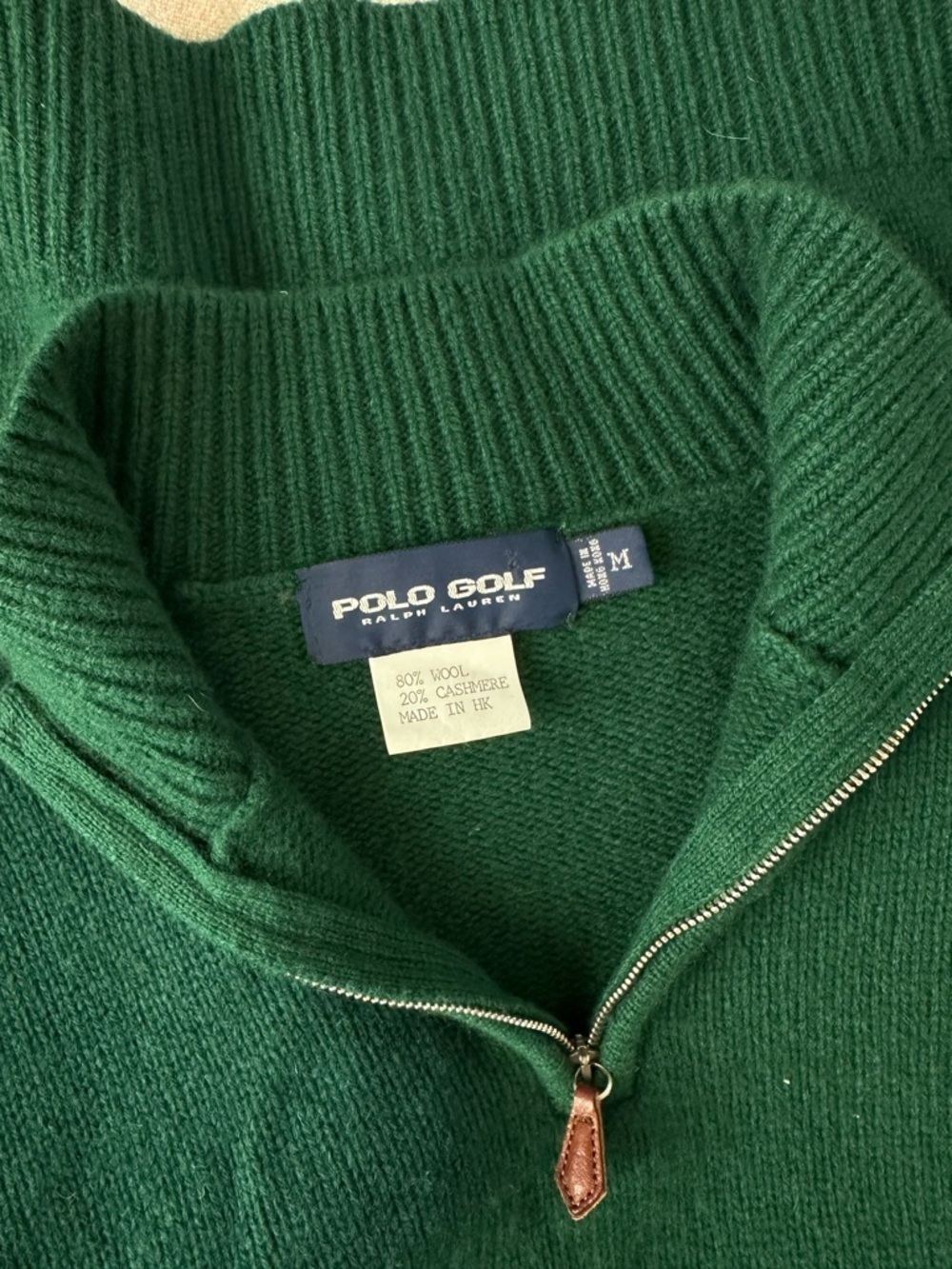 Polo Golf Ralph Lauren, wool cashmere, quarter zip, vintage 90s, forest green